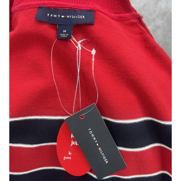NWT Tommy Hilfiger Womens M Red Black White Striped Turtleneck Sweater Preppy - Picture 10 of 12